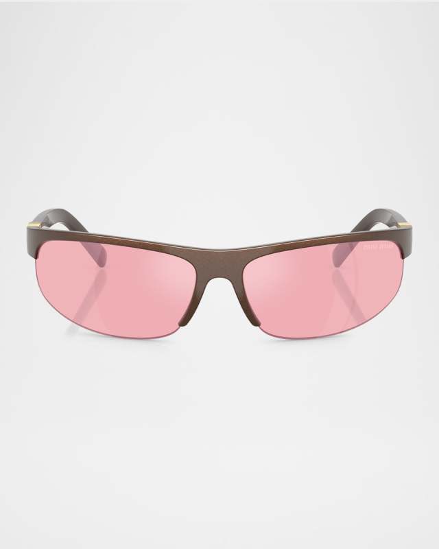 A02S Semi-Rimless Oval Plastic Sunglasses
